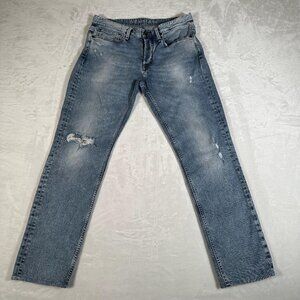 Denham Jeans Men Size W32 L29 Razor Slim Fit Fly Button Denim Straight Legs EUC